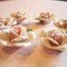 Soft Pastel Pink Ceramic Rose Flower Flat Back 27mm Cabochons with Green Leaf - Qty 3