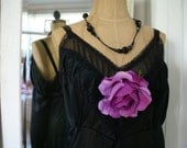 Gorgeous VIntage 1950s Black Crystal Pleated Slip by Movie Star-"Lulu"