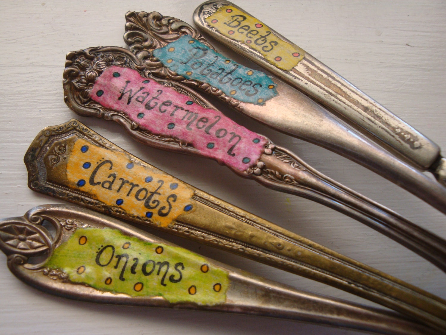 Whimsical Confetti Plant Garden Markers Set of 5