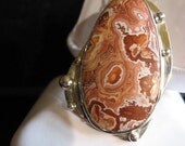 Amazing Crazy Lace Agate Pendant set in Fine Silver w Gold and  Fine Silver Accents