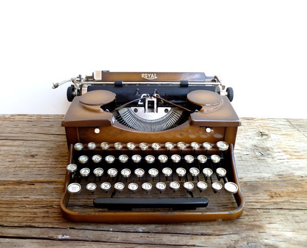 Typewriter- 1930s Royal Typewriter- Duo Tone Brown- Glass Keys