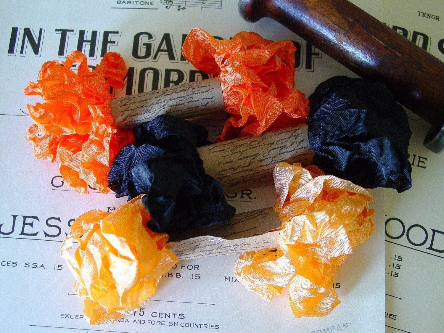 Shabby Wrinkled A VINTAGE HALLOWEEN ribbon bundle, 15 yards