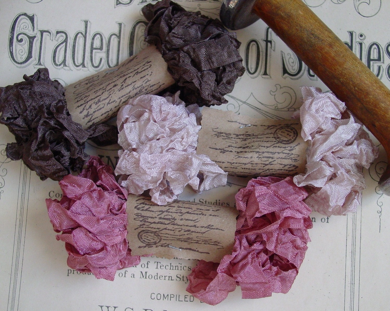 Shabby Wrinkled Endearing ribbon bundle, 15 yards