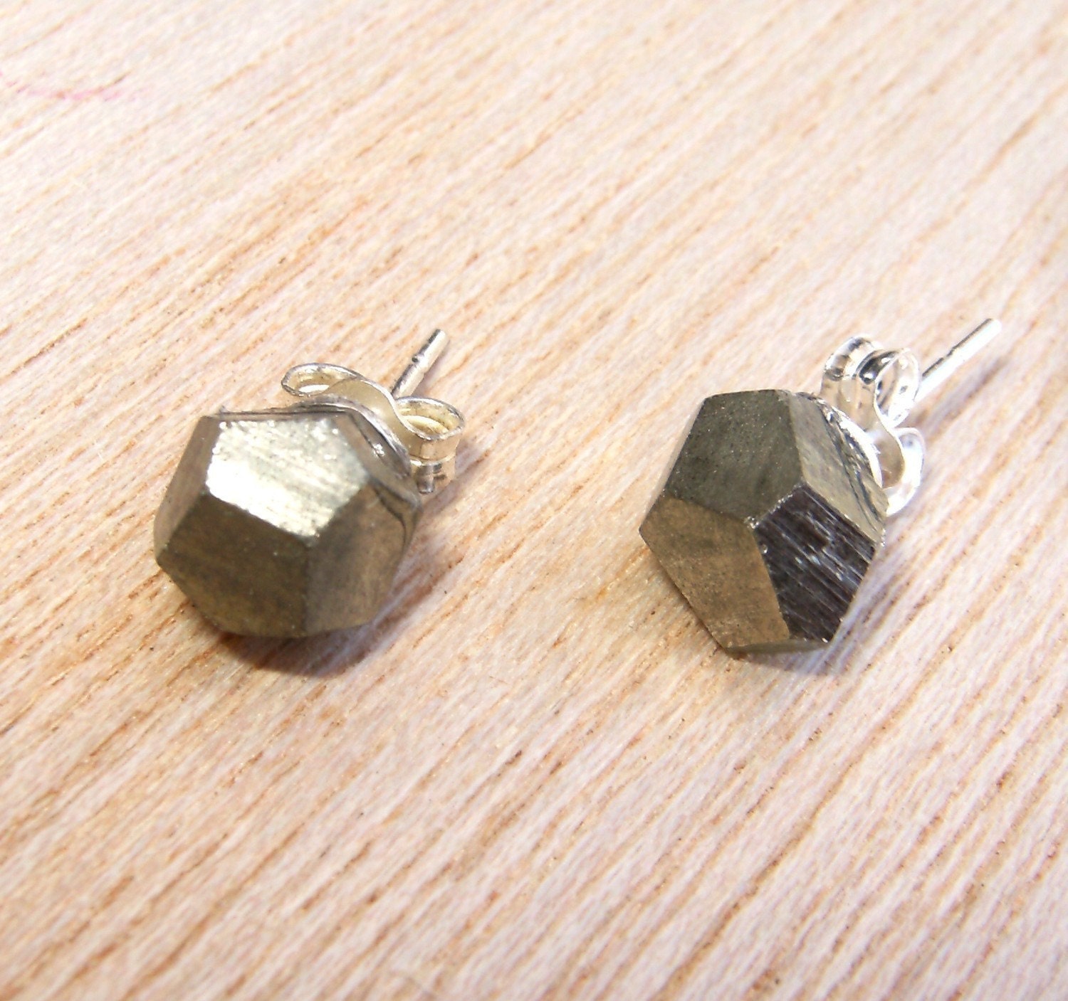 Raw Pyrite Sterling Silver Stud Earrings