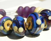 Handmade Lampwork beads Rhubarb and Custard Creeky Beads SRA