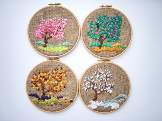 Tapestry Embroidery Fiber art Decorative Arts Textiles Modern Art Tapestry Handmade New Year's Home decor Four seasons
