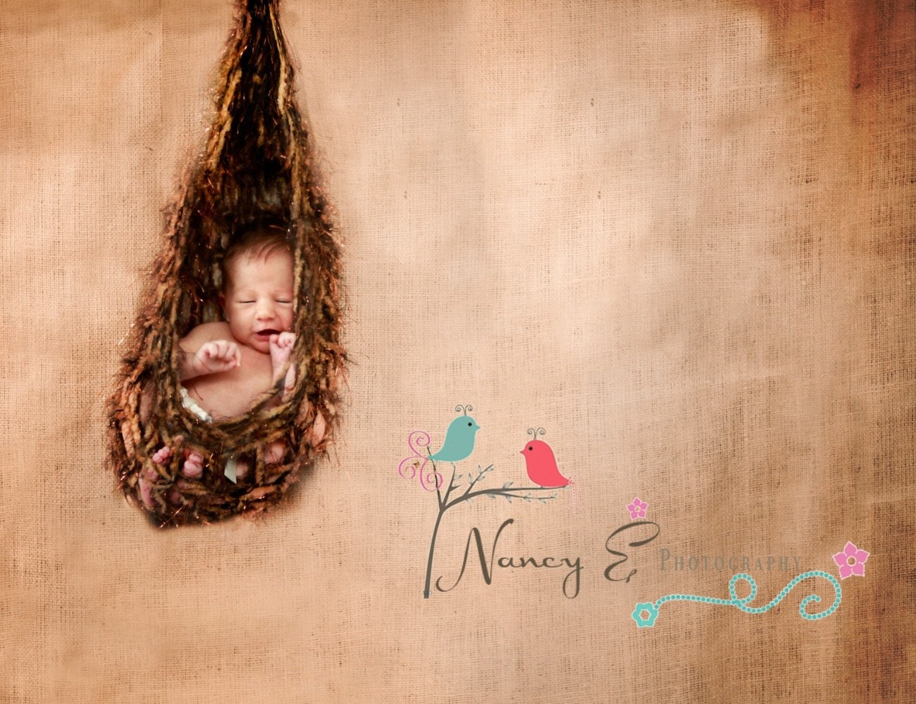 Kids Newborn Cocoon Baby Nest Photo prop cocoon Handmade Knitting Crochet Infants Newborn Photo prop Feathers brown Nest