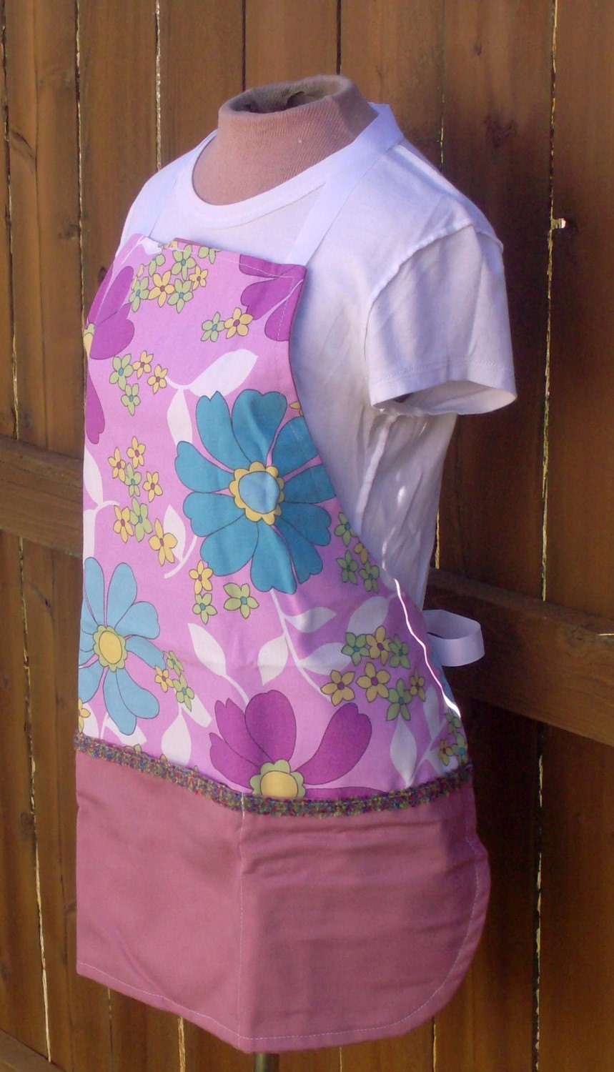 FREE SHIPPING / Purple and Blue Floral Apron