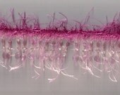 Bright Pink String Beaded Trim 17 inches long