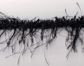 Black String Beaded Trim 16 inches long
