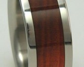 Custom Titanium Ring Red Heart WOOD Mens or Ladies Wedding Band Bands Wooden Rings Available in sizes 4-17