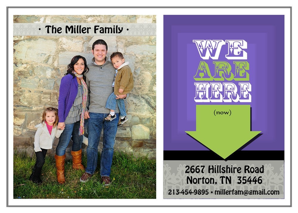 Photo Moving Announcement, Custom Printable Change of Address Card, House Warming Party Invitation, We Are Here