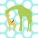 Mother and Baby Giraffe Poster, DIY Printable, Blue Polka Dot and Green Wall Art, 11x14, 8x10, and 5x7