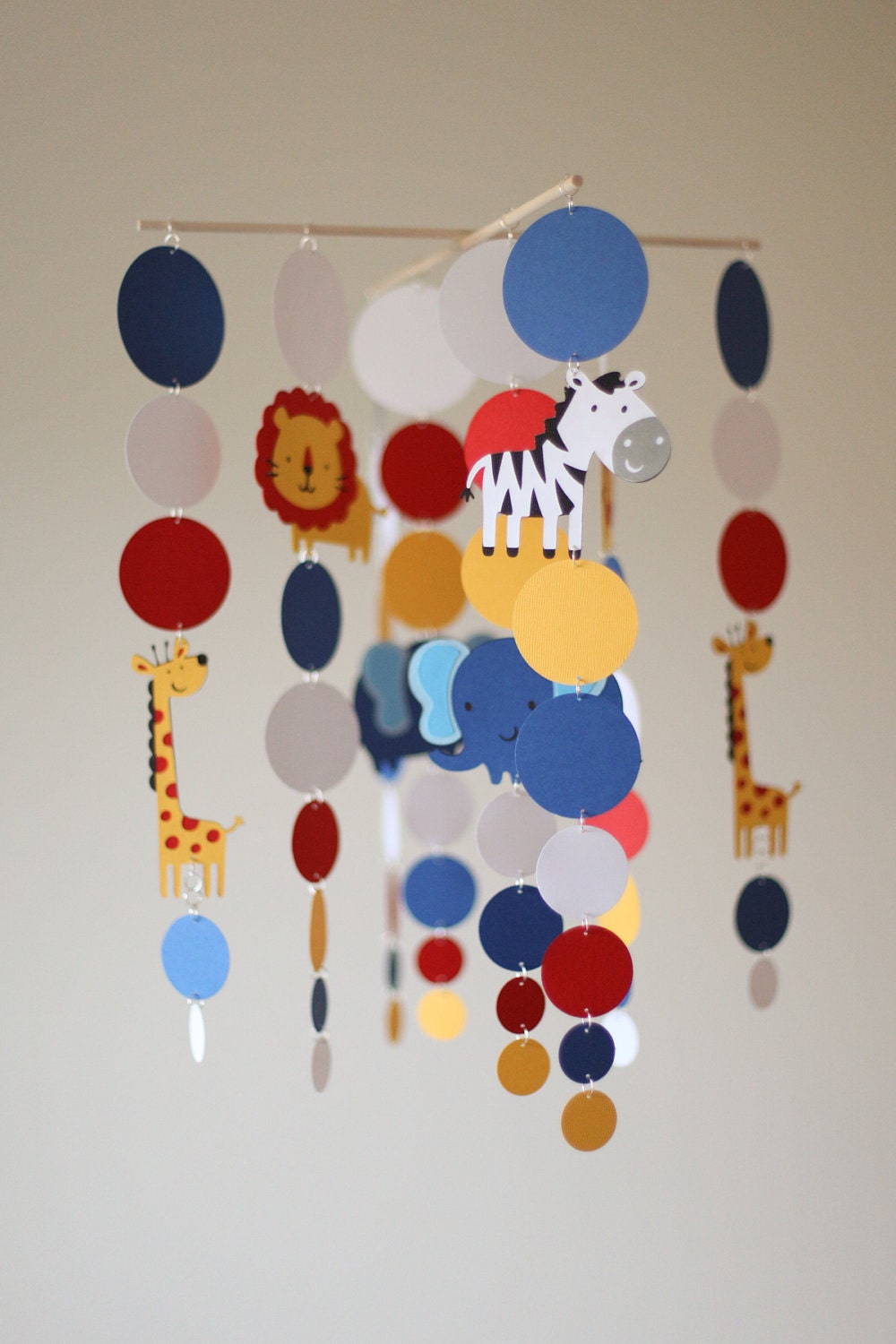 Jungle Animals Baby Mobile - Lion, Zebra, Elephant, Giraffe