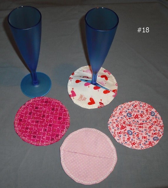 Wine Glass Fabric Coaster Cover Marker Set of 4 Kitchen by SuVasi