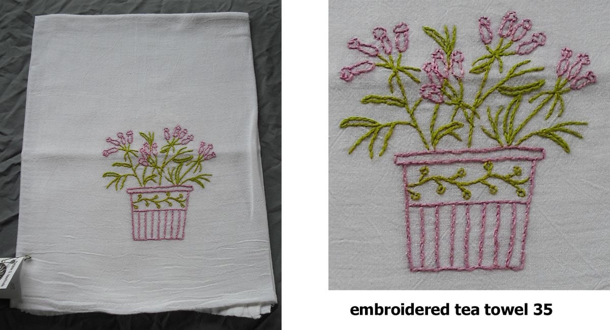 Custom Order for Debby - Set of 5 Hand Embroidered Tea Towels Flour Sack Cotton
