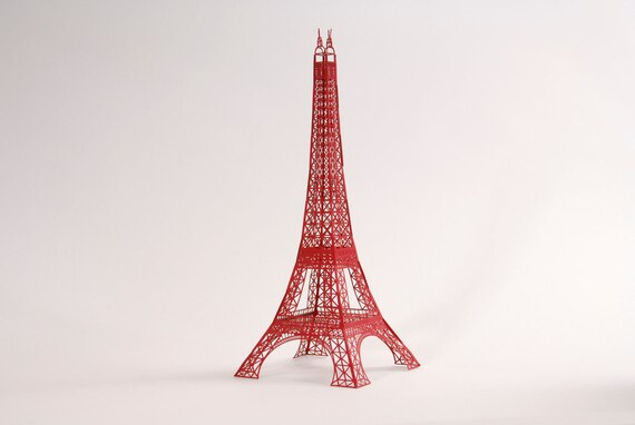 12" Laser Cut Paper Eiffel Tower Model - Red