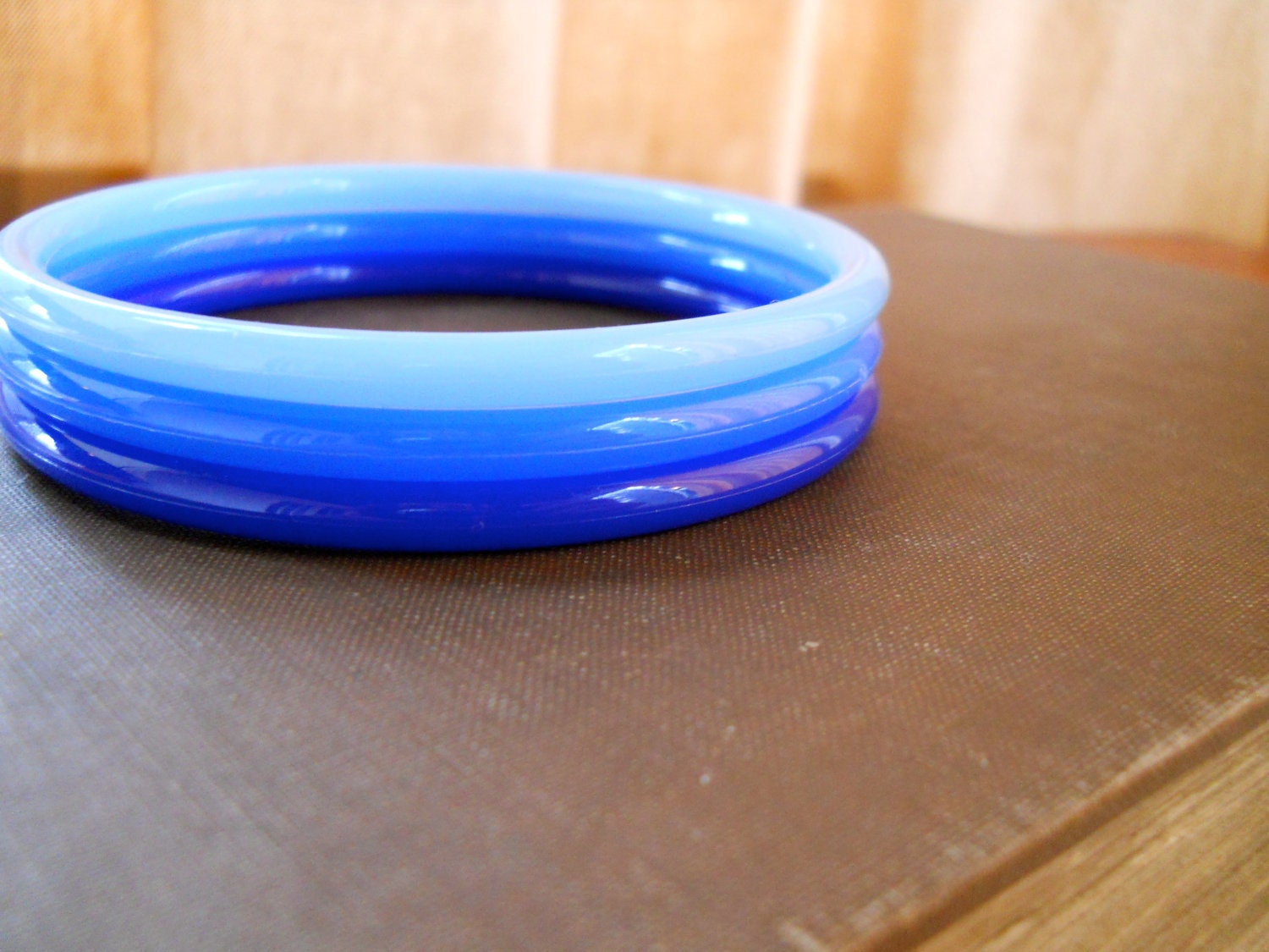 Vintage blue plastic bangle bracelets- 3 pieces