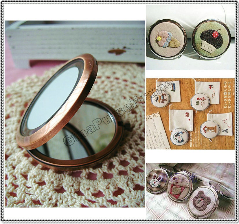 7cm(2 3/4inch) Patch-work Mirror-base Vintage-style metal frame (4color)  ///purse bag pouch making-1piece