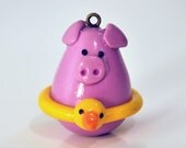 polymer clay duck piggy key chain