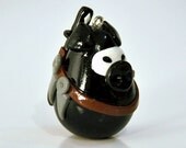 polymer clay ninja piggy key chain