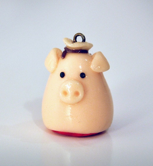 polymer clay sausage piggy key chain