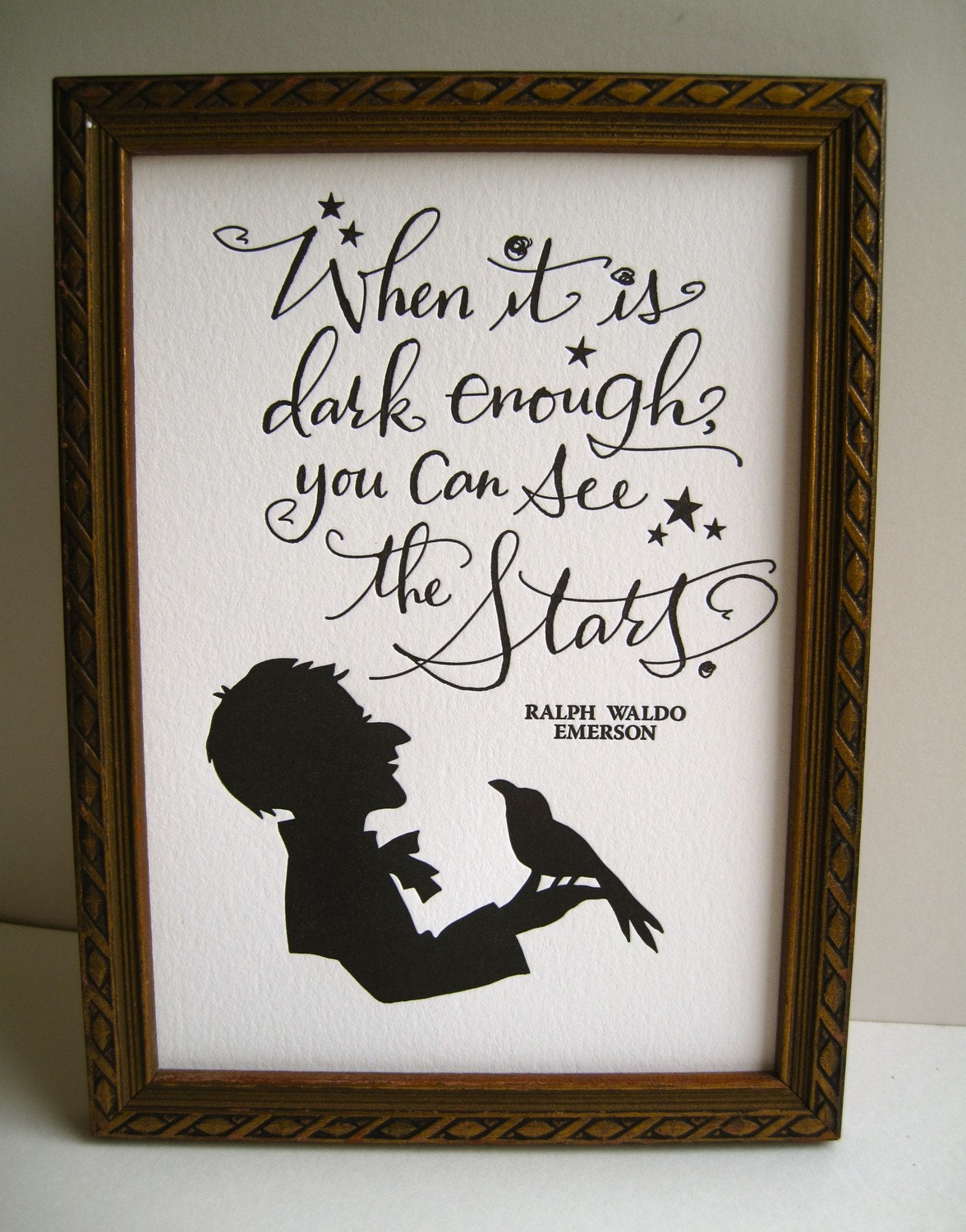 LETTERPRESS ART PRINT- When it is dark enough, you can see the stars. Ralph Waldo Emerson