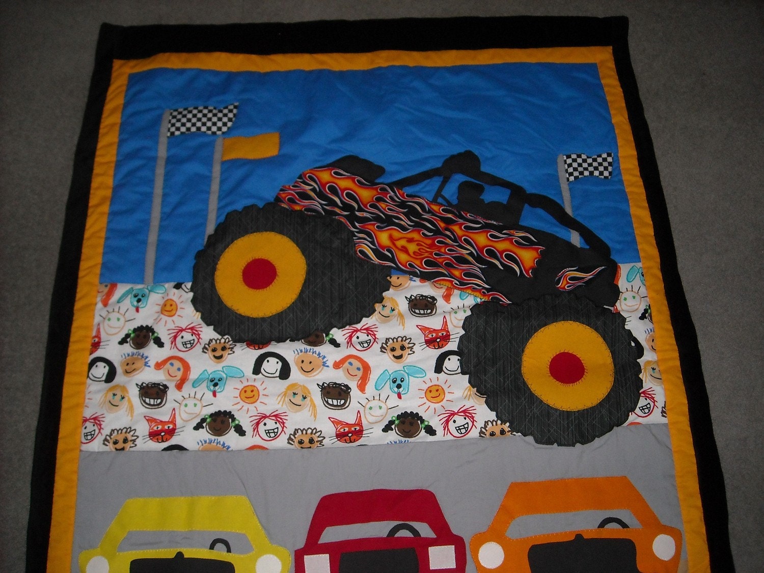 Monster truck blanket by BlankieBoutique on Etsy