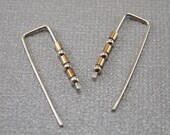 Retro Industrial Earrings - Sterling Silver and 14k Gold Filled  - Simple, Dangle, Everyday, Architectural