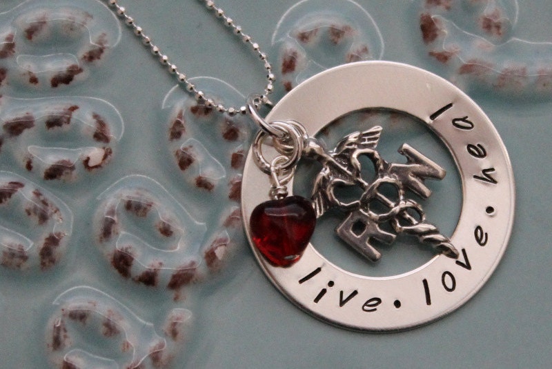 Personalized Hand Stamped-Sterling Silver Nurses Necklace