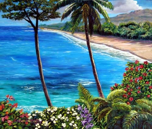 SALE Hamoa Beach, Hana - Maui original oil painting by Kathy McCartney