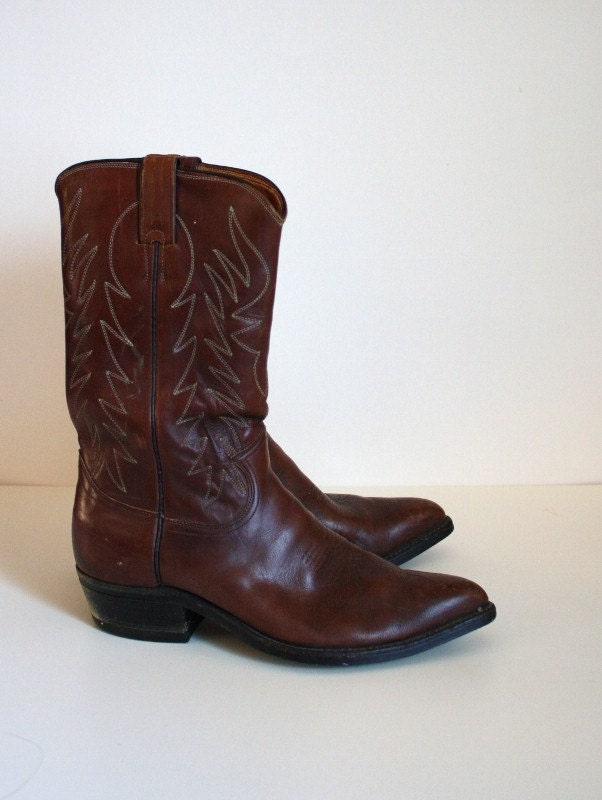 SALE Vintage Justin Brown Leather Cowboy Boots