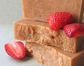 Strawberry Grapefruit Cold Process Soap for Face and Body-based on Greek Olive Oil