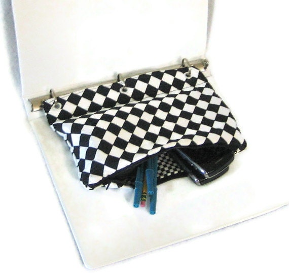 Organizing Pencil Case for 3 Ring Binder - Black & White - Back to School - Ready to Ship