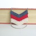 Chevron  Stripes Necklace - Navy Blue, Red, Ecru White with Silver Chain