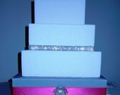 18" Custom Made Silver, Hot Pink  Wedding Cake Stand