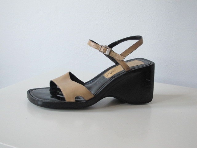 Vintage 70s Leather  platforms made in Italy