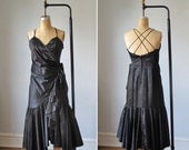 Vintage Black Asymmetrical Shoulder straps  Party Dress