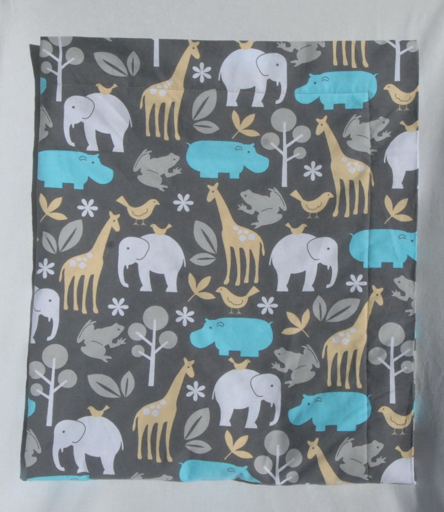 Minky Baby Blanket - Michael Miller Sea Zoology with Light Gray Minky - Personalization Available