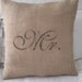 Set of Mr. and Mrs. Burlap Pillow Covers