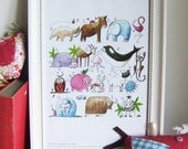 ABC - Animal Alphabet Print Signed Limited Edition Watercolor