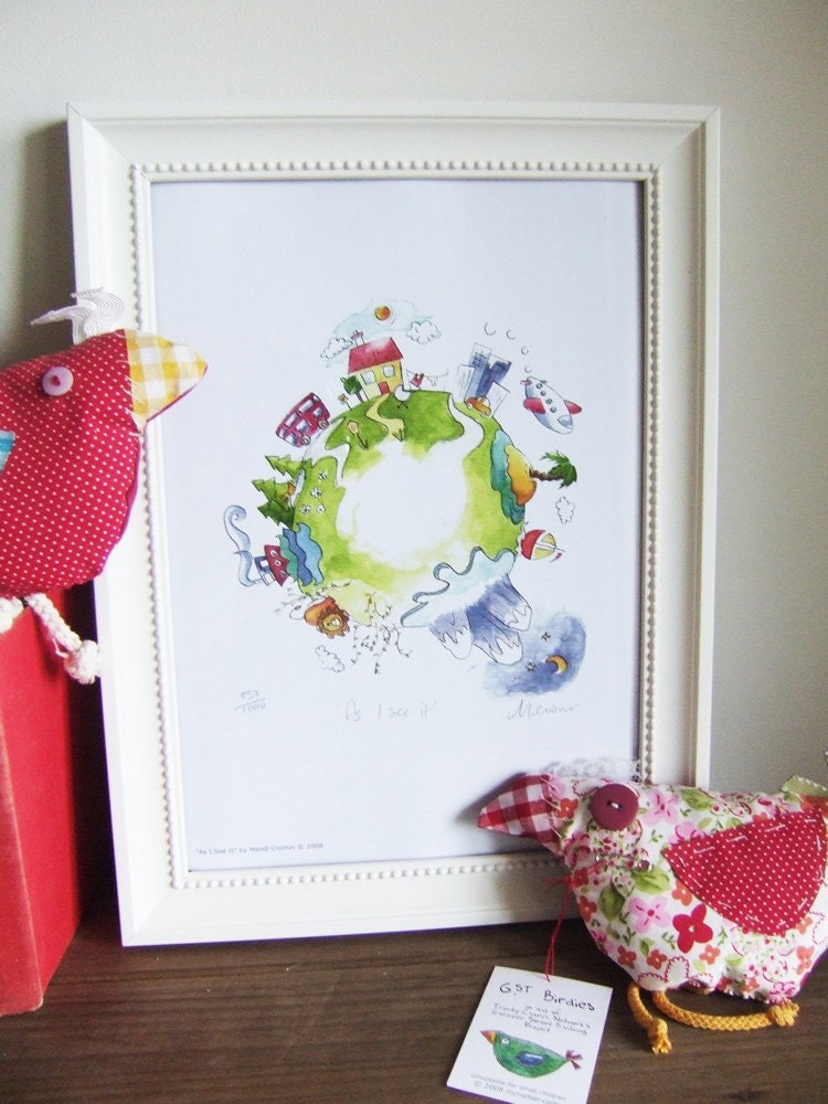 Children Watercolor World Print - As I See It - Signed Limited Edition