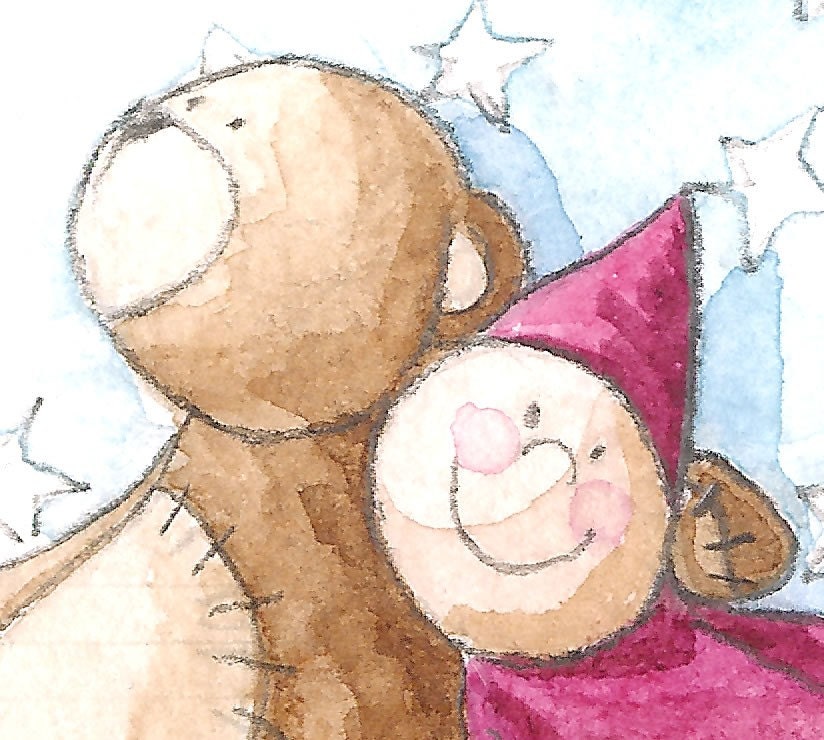 New Baby Print- Teddy Bear signed Limited Edition Watercolor