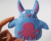 Octopus Rabbit Sky Blue Small Rabbit Plushie Felted Merino Wool