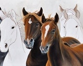 Horses 8 x 10 Fine Art Giclee Print - 'Mustangs', wild horses, equestrian