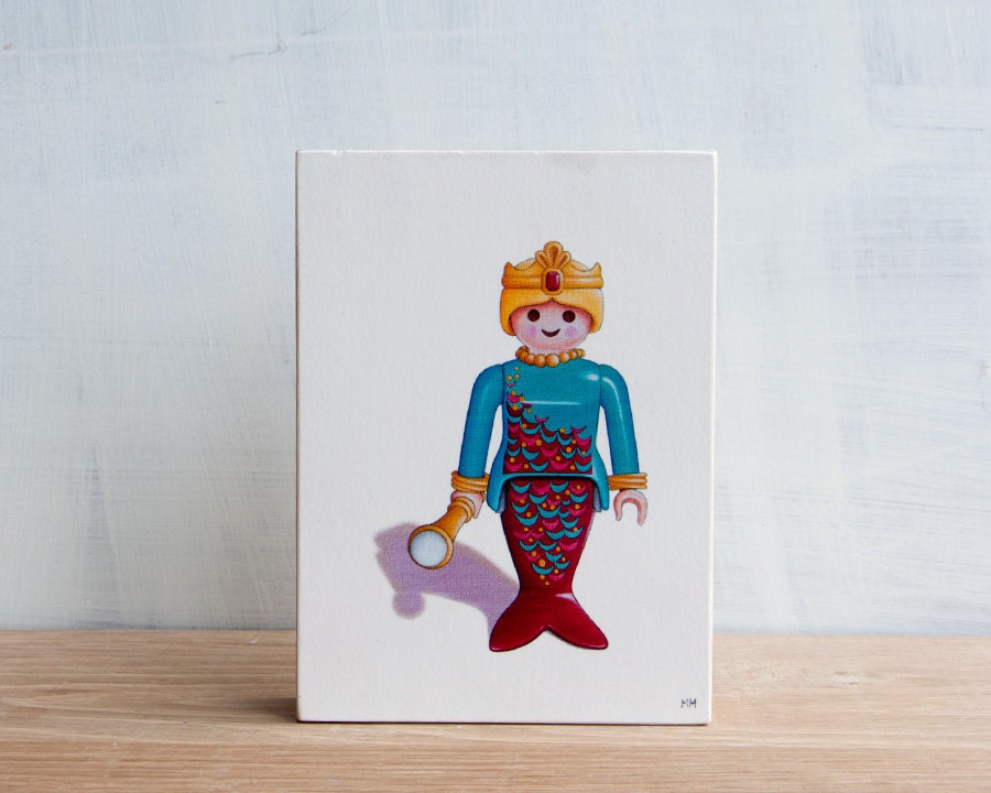 Playmobil Mermaid Toy Art Block by artist Mara Minuzzo