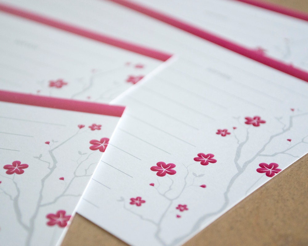 Cherry Blossom Recipe Cards - Set of 60