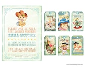 Digital PRINTABLE Vintage Baby COWBOY Boy Girl Shower Pregnacy Nursery Baby Shower Birthday Party Invitation Label Favor Cards Sheet IN07