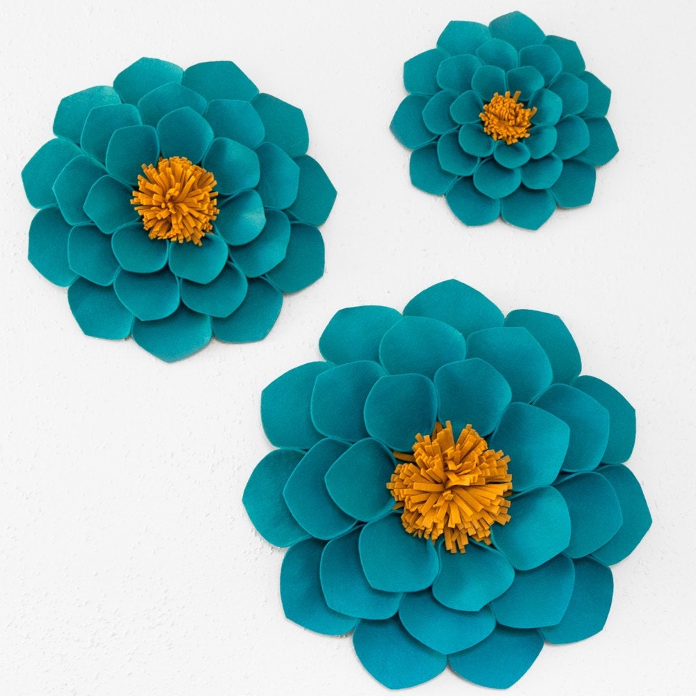 Turquoise & Gold Wallflowers (set of 3)