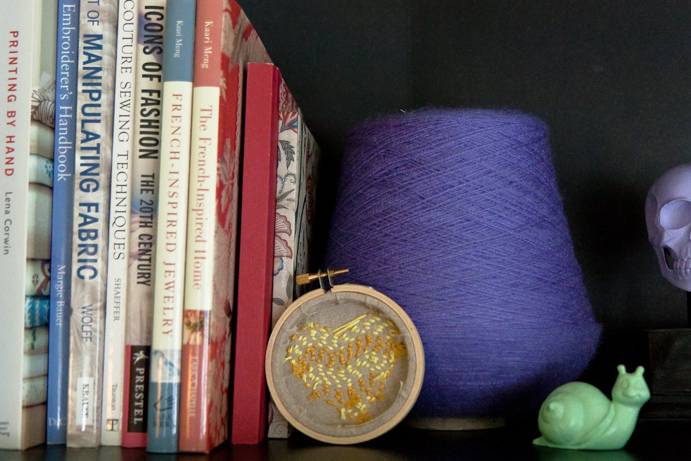 Yellow Chevron Heart Embroidery